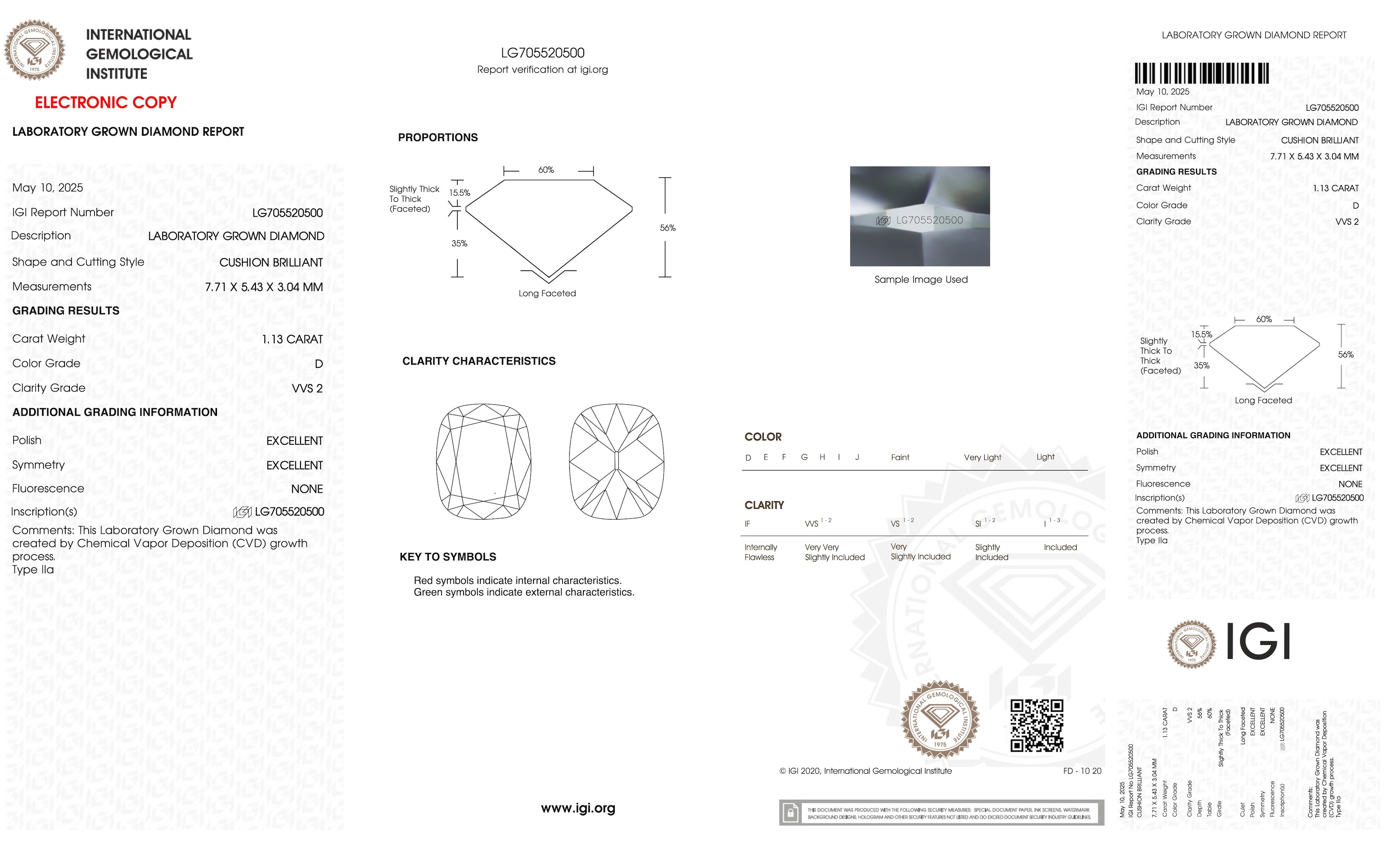 1.13 Carat Antique Style Cushion - Lab Diamond