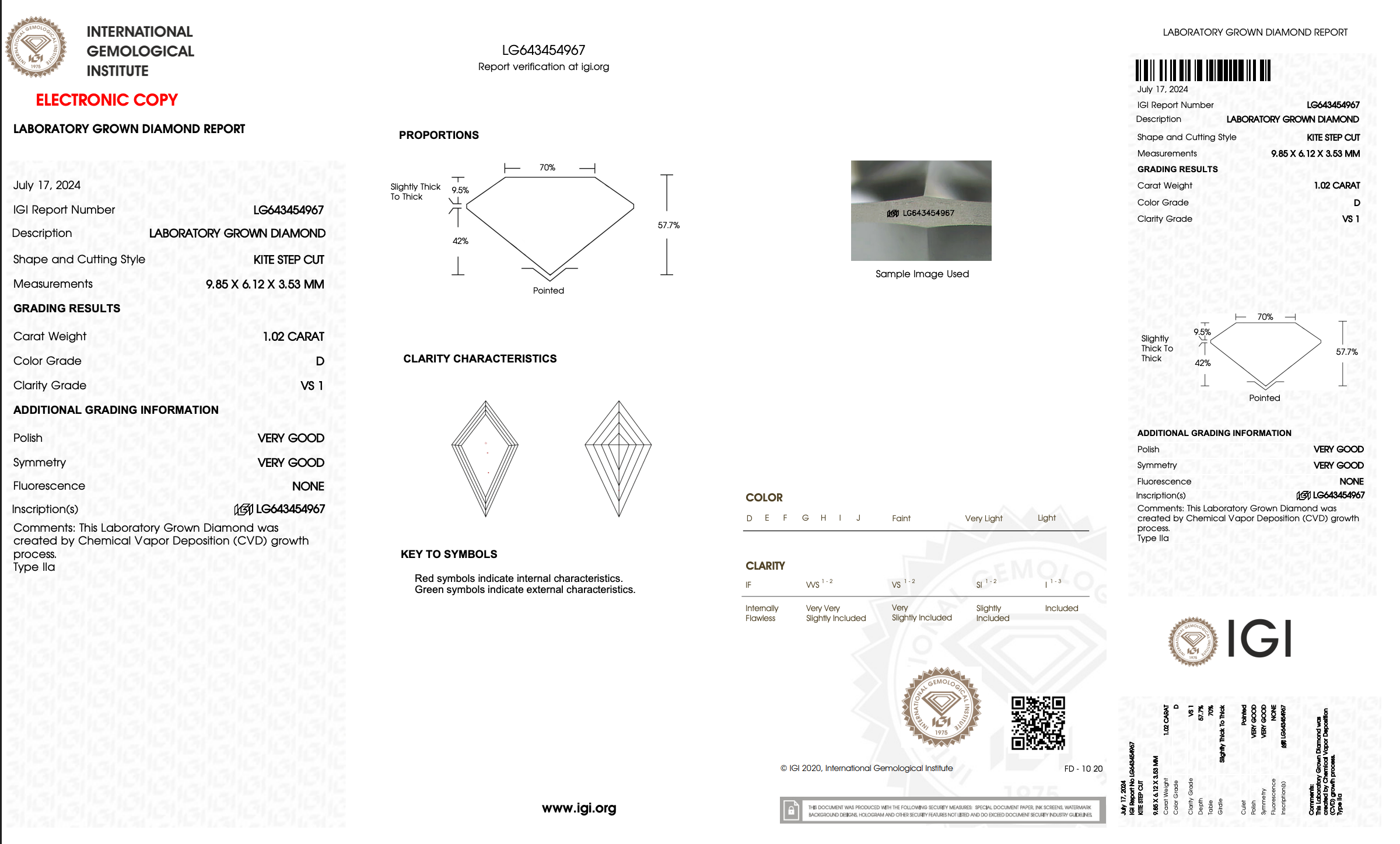 1.02 Carat Step Cut Kite - Lab Diamond